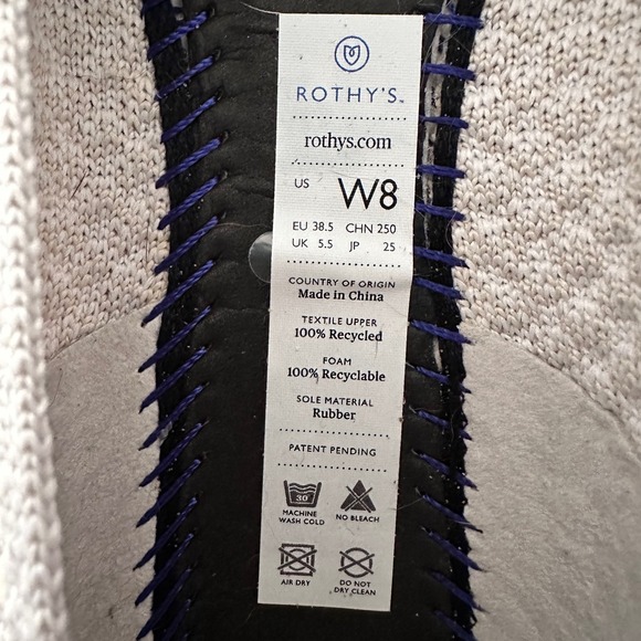 Rothy's The Flat Women's Size 8 US Salt Honeycomb Round Toe Slip On Shoes - Picture 13 of 14